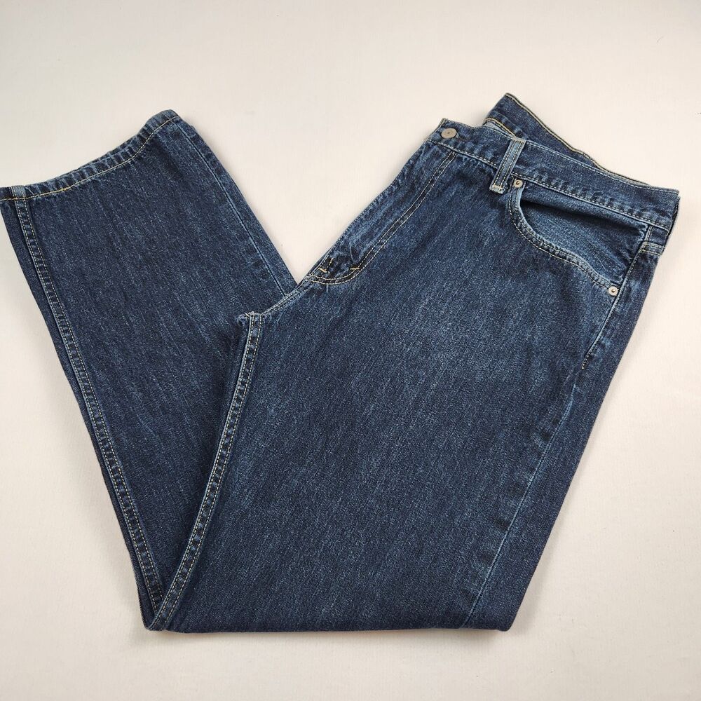 Levis 505 Regular Fit Jeans Straight Leg Mens 40x32 Dark Wash Classic Casual